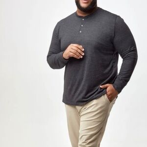 Fresh Clean Tees Men’s Long Sleeve Charcoal Henley Various Sizes